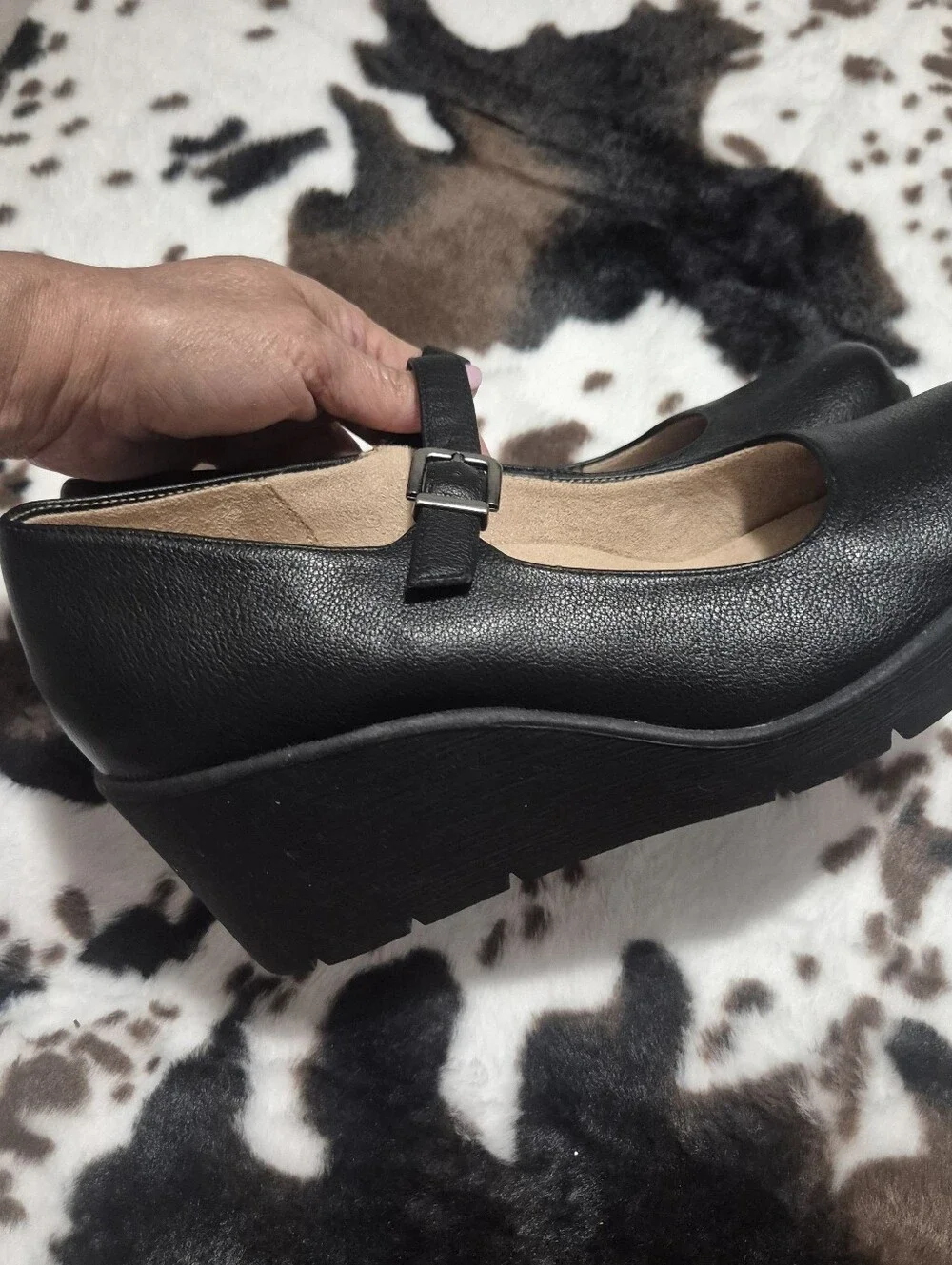 SOUL Naturalizer Black Mary Jane Wedge Heels..Size:10W